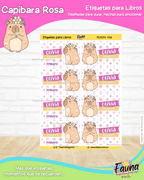 Capibara Rosa 💗 - Etiquetas Escolares Premium Personalizadas