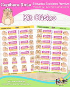 Capibara Rosa 💗 - Etiquetas Escolares Premium Personalizadas
