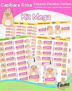 Capibara Rosa 💗 - Etiquetas Escolares Premium Personalizadas