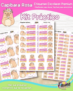 Capibara Rosa 💗 - Etiquetas Escolares Premium Personalizadas