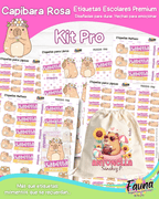Capibara Rosa 💗 - Etiquetas Escolares Premium Personalizadas