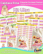 Capibara Rosa 💗 - Etiquetas Escolares Premium Personalizadas