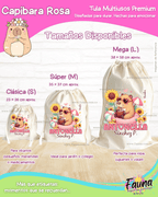 Capibara Rosa 💗 - Tula personalizada para niña – multiusos con nombre