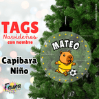 Capibara Niño – Tag Navideño Personalizado con Nombre 🎄