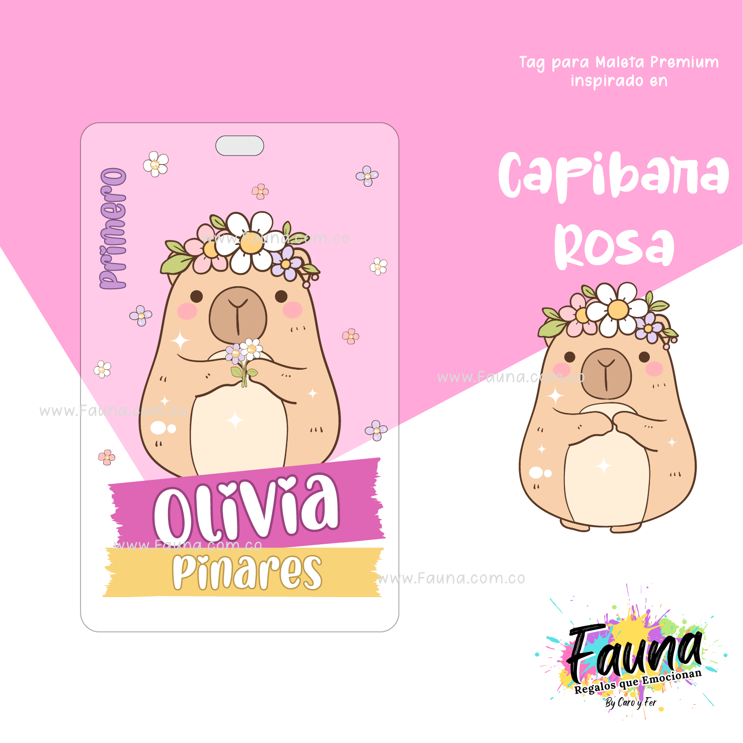 Capibara Rosa 💗 - Etiquetas Escolares Premium Personalizadas