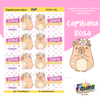 Capibara Rosa 💗 - Etiquetas Escolares Premium Personalizadas