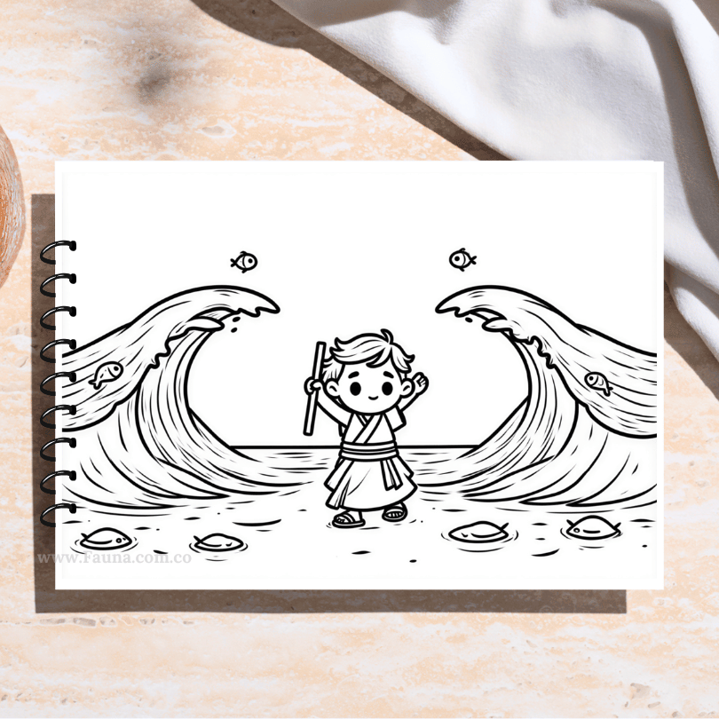 📖✨ Libro de Colorear Infantil – La Historia de Moisés (50 hojas)