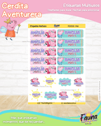 Cerdita Aventurera 🐷 - Etiquetas Escolares Premium Personalizadas