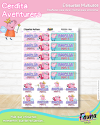 Cerdita Aventurera 🐷 - Etiquetas Escolares Premium Personalizadas