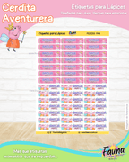 Cerdita Aventurera 🐷 - Etiquetas Escolares Premium Personalizadas