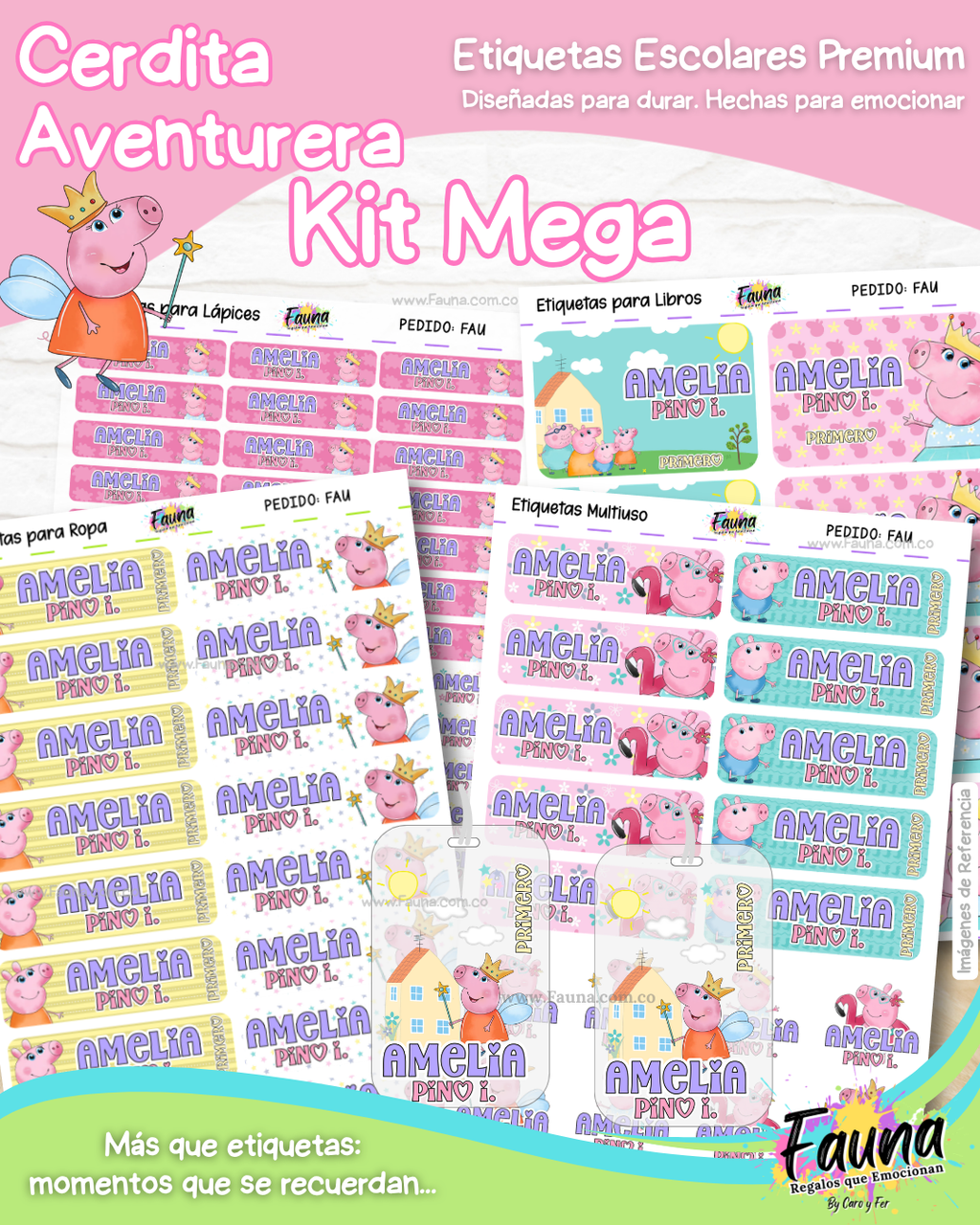 Cerdita Aventurera 🐷 - Etiquetas Escolares Premium Personalizadas