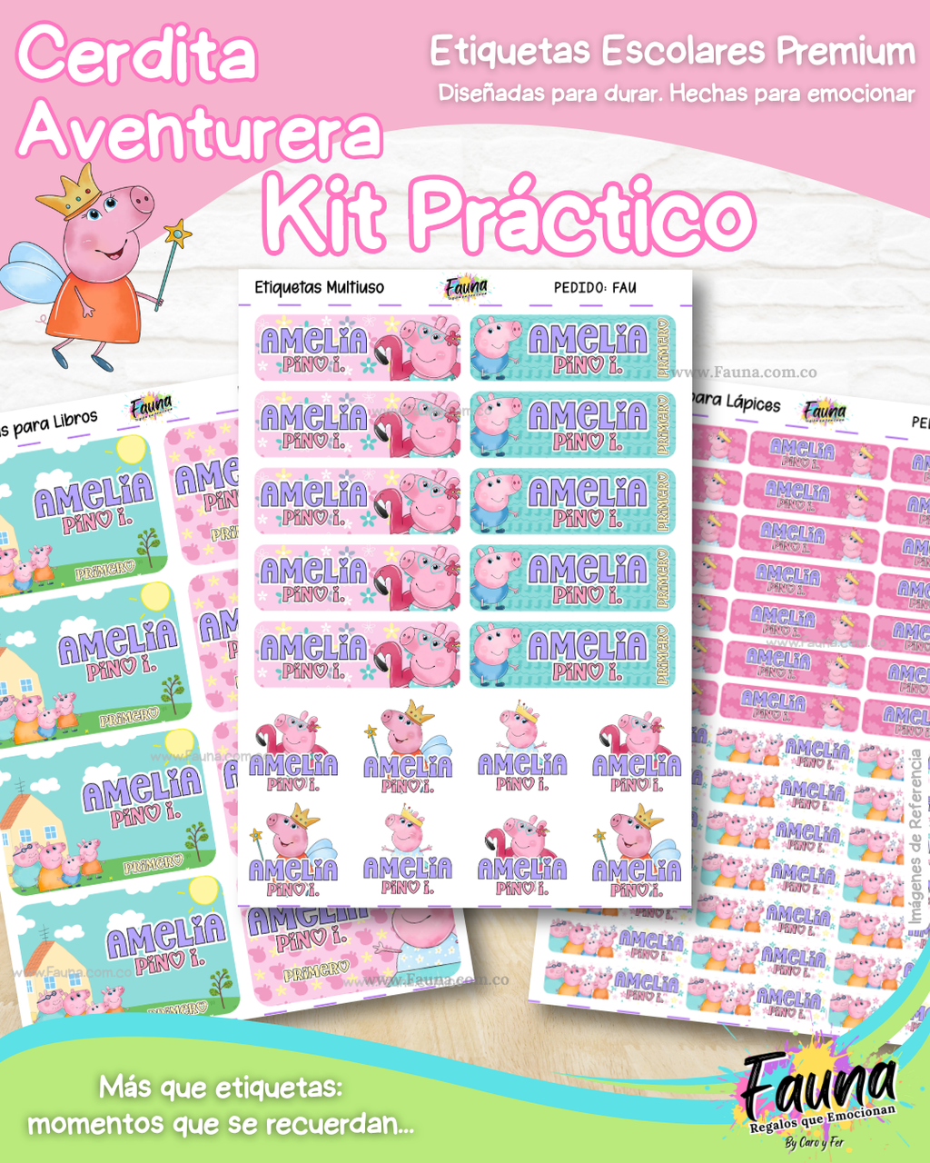 Cerdita Aventurera 🐷 - Etiquetas Escolares Premium Personalizadas