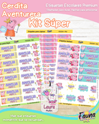 Cerdita Aventurera 🐷 - Etiquetas Escolares Premium Personalizadas
