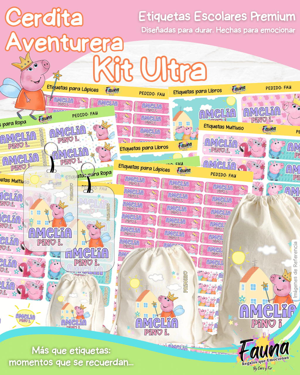 Cerdita Aventurera 🐷 - Etiquetas Escolares Premium Personalizadas