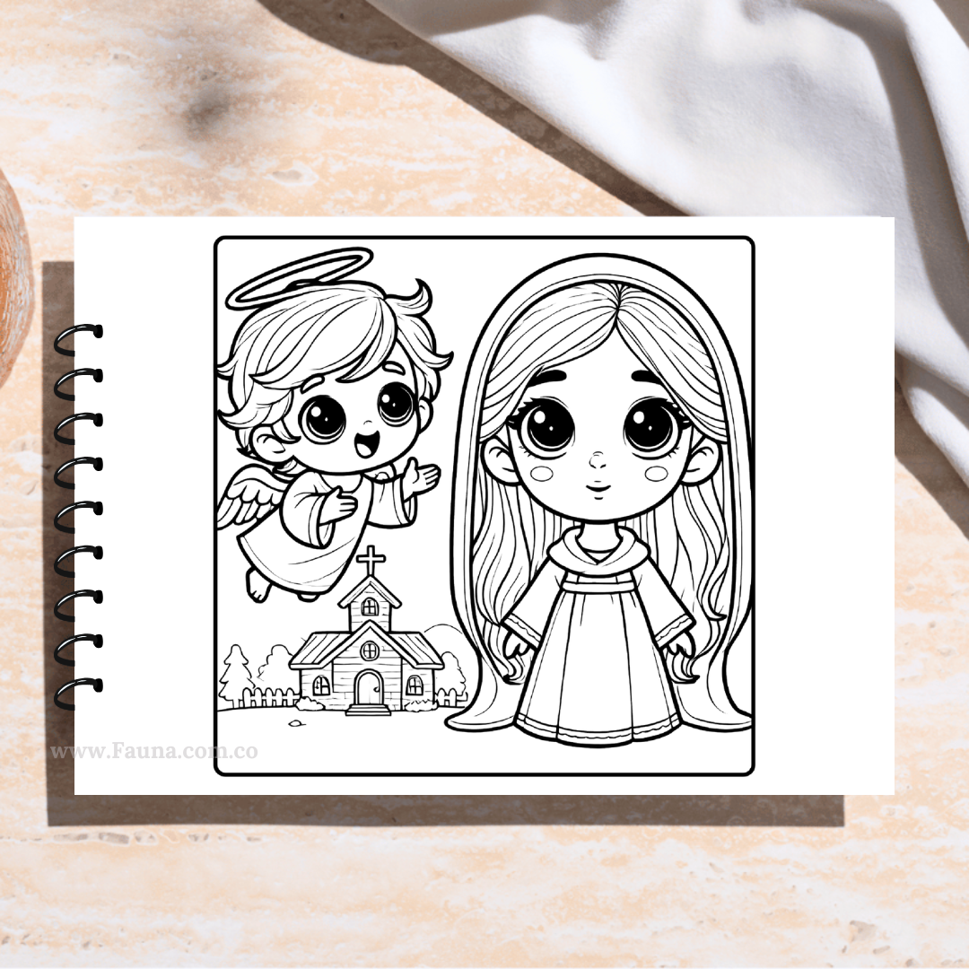 📖✨ Libro de Colorear Infantil – La Virgen María (50 hojas)