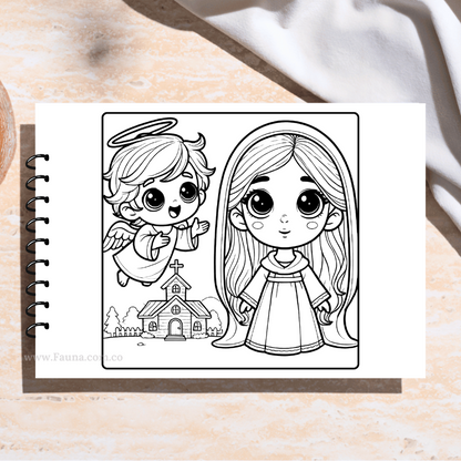 📖✨ Libro de Colorear Infantil – La Virgen María (50 hojas)