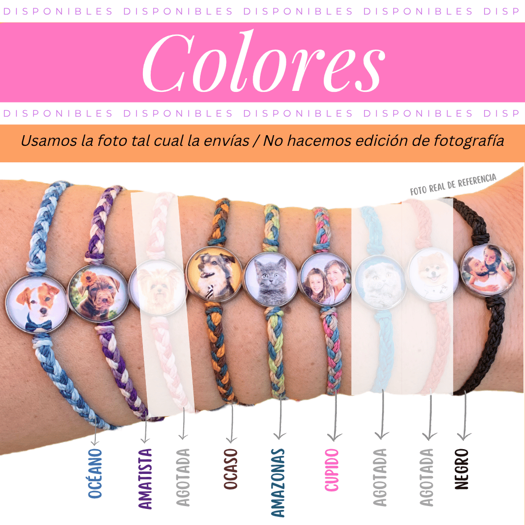 2 Pulseras Tejidas a Mano con Foto Personalizadas