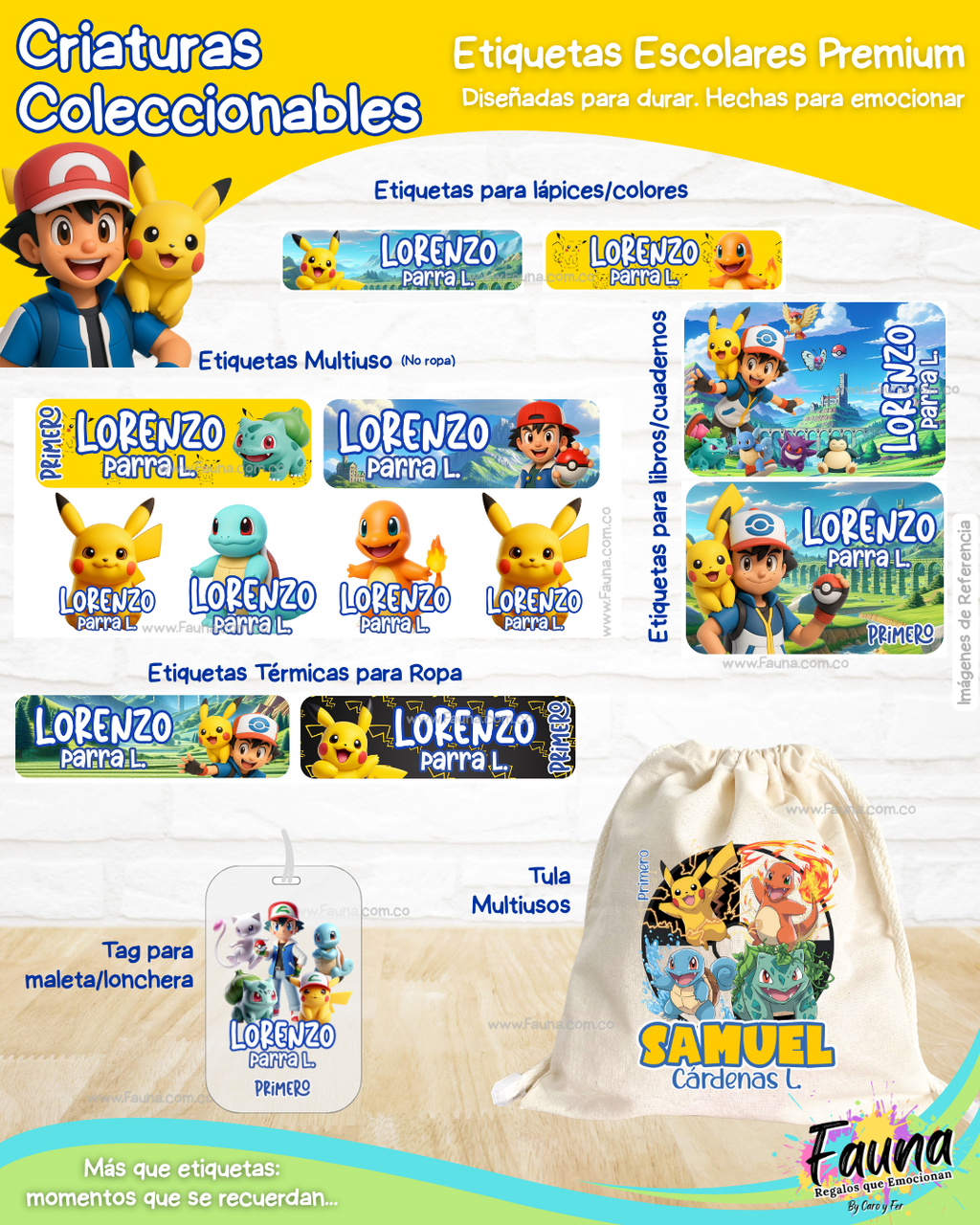 Criaturas Coleccionables 🟡 - Etiquetas Escolares Premium Personalizadas