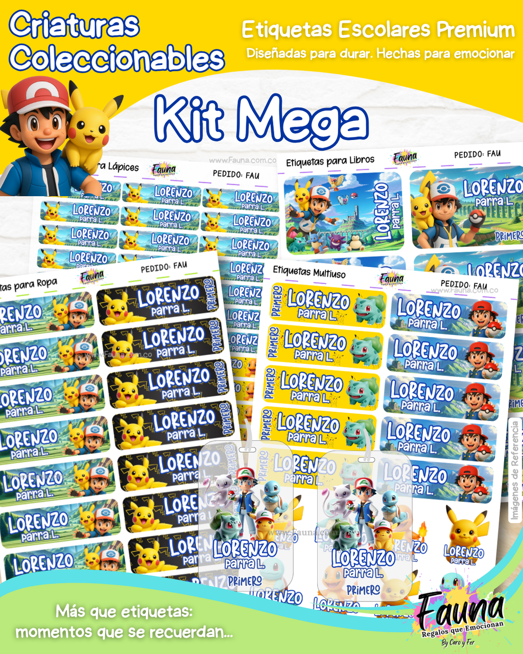 Criaturas Coleccionables 🟡 - Etiquetas Escolares Premium Personalizadas