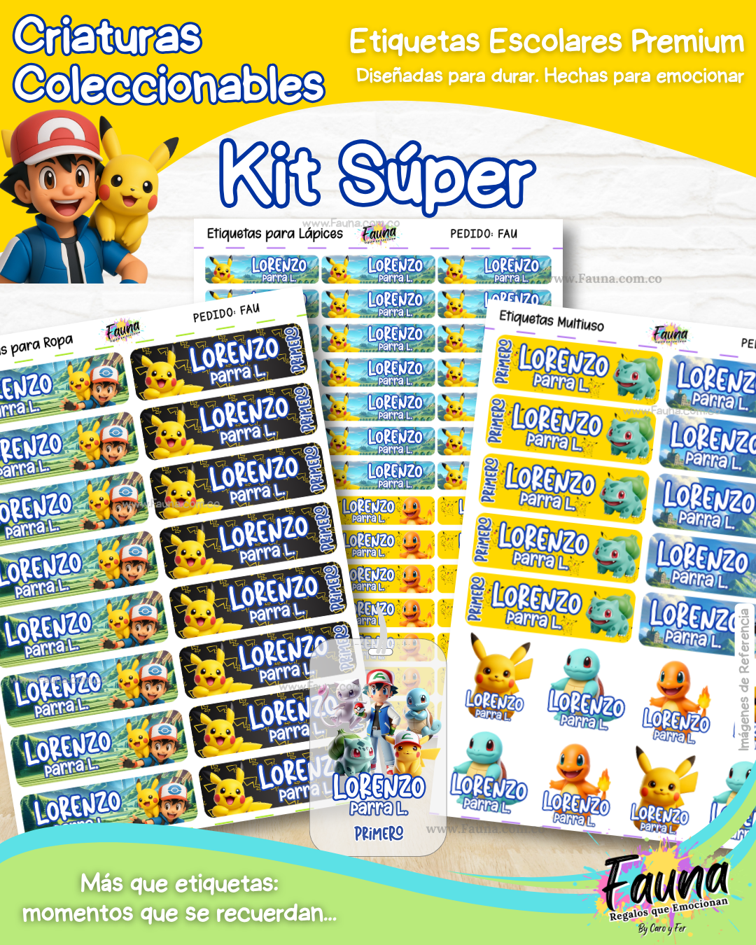 Criaturas Coleccionables 🟡 - Etiquetas Escolares Premium Personalizadas