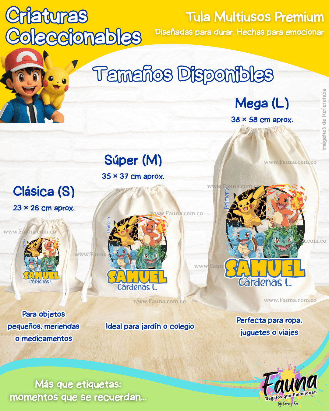 Criaturas Coleccionables 🟡 - Tula personalizada para niño – multiusos con nombre