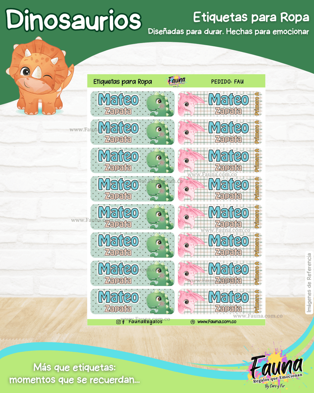 Dinosaurios 🦖 - Etiquetas Escolares Premium Personalizadas