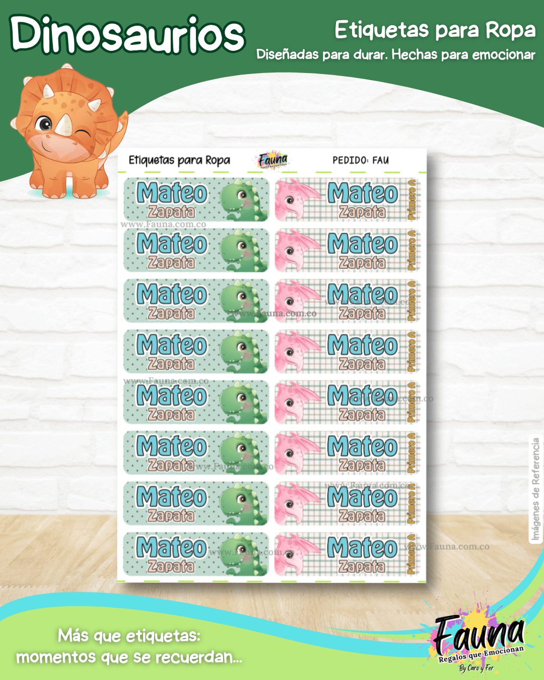 Dinosaurios 🦖 - Etiquetas Escolares Premium Personalizadas