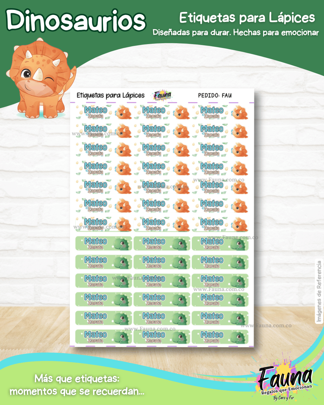 Dinosaurios 🦖 - Etiquetas Escolares Premium Personalizadas