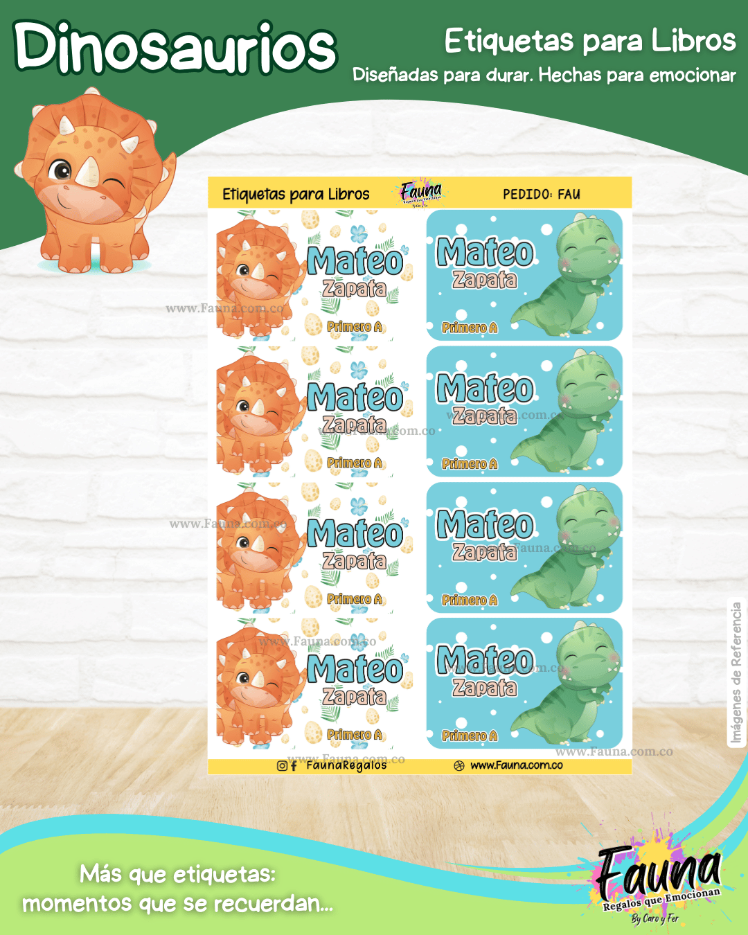 Dinosaurios 🦖 - Etiquetas Escolares Premium Personalizadas