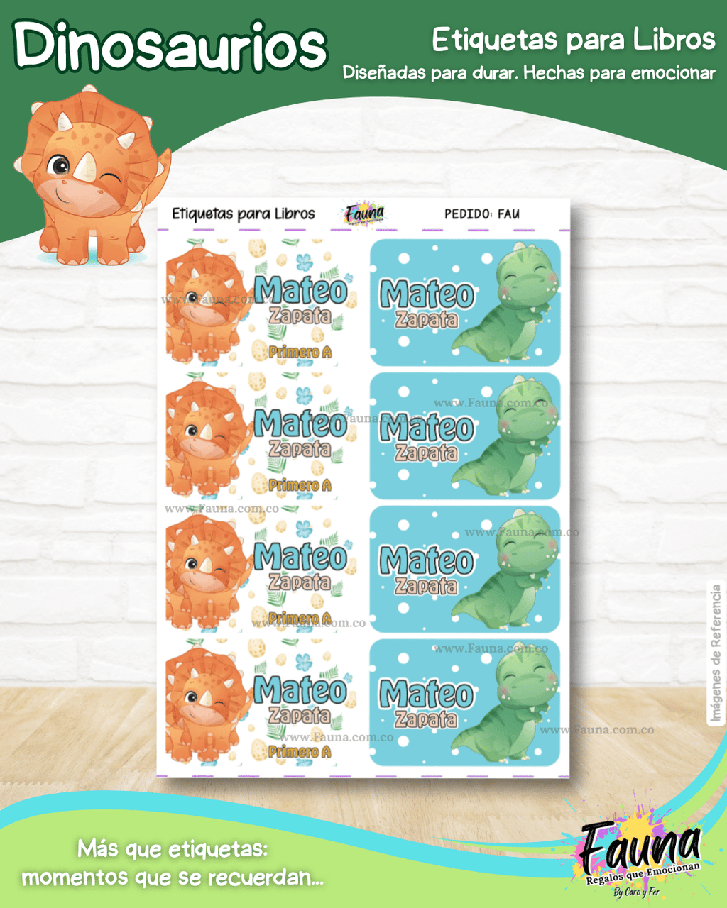 Dinosaurios 🦖 - Etiquetas Escolares Premium Personalizadas