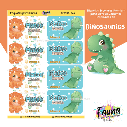 Etiquetas Escolares Premium Personalizadas – Dinosaurios 🦖