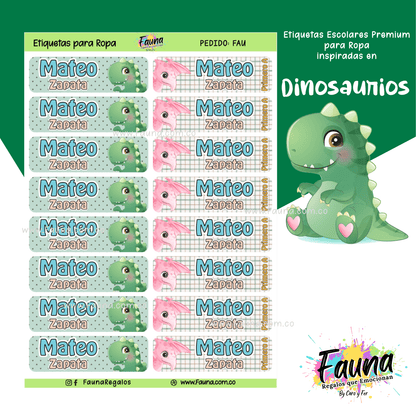 Etiquetas Escolares Premium Personalizadas – Dinosaurios 🦖