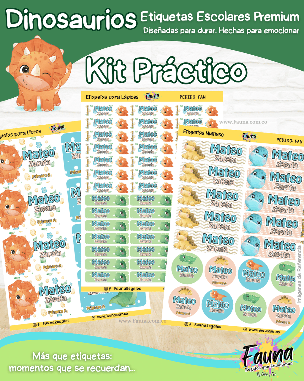 Dinosaurios 🦖 - Etiquetas Escolares Premium Personalizadas