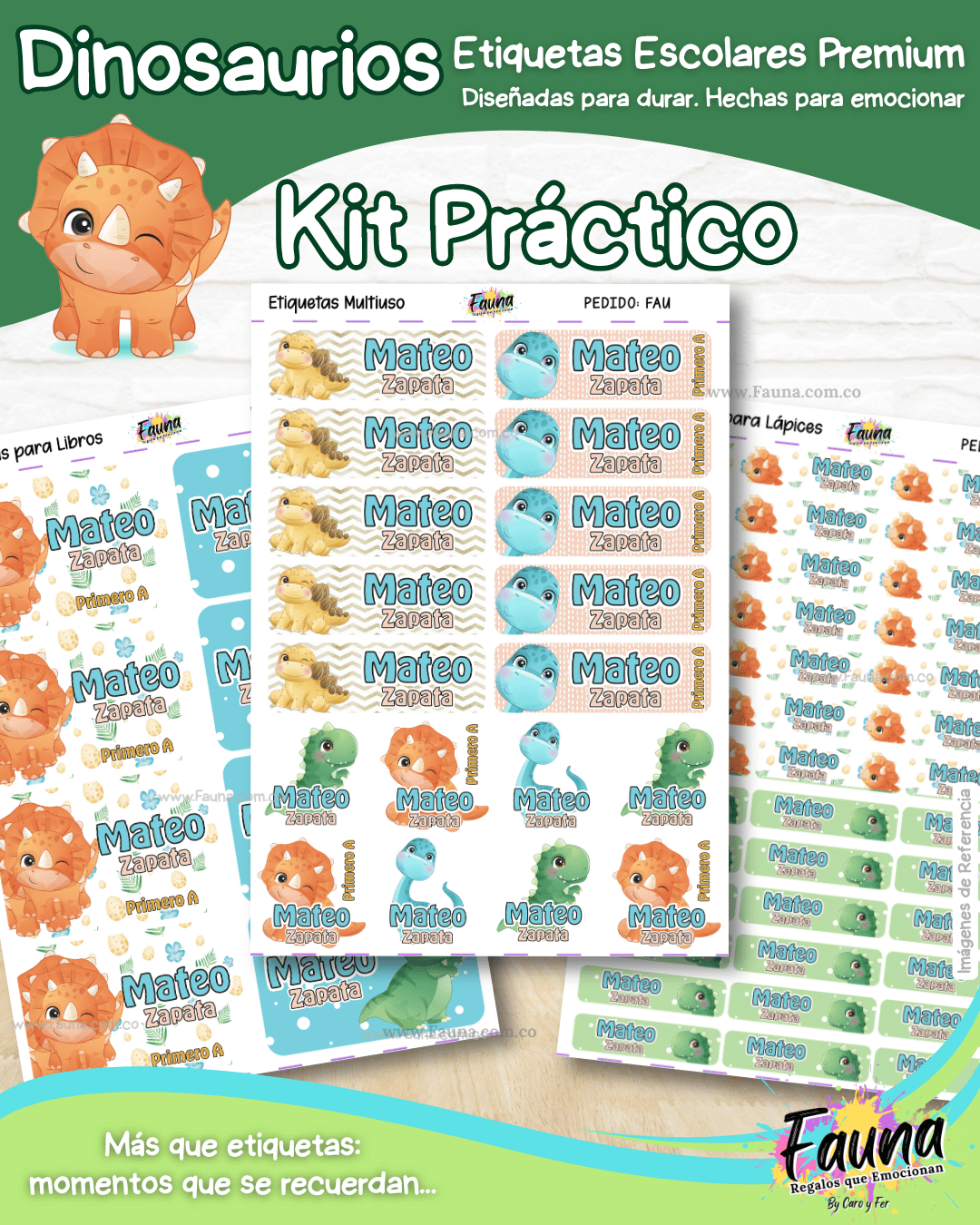 Dinosaurios 🦖 - Etiquetas Escolares Premium Personalizadas