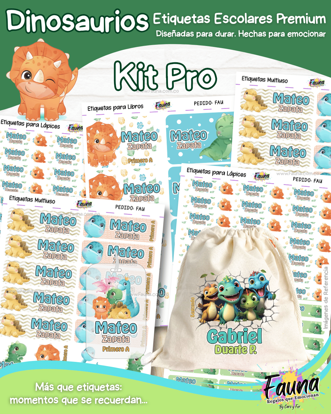Dinosaurios 🦖 - Etiquetas Escolares Premium Personalizadas
