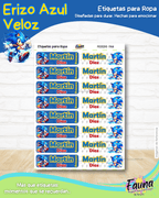 Erizo Azul Veloz 🌀 - Etiquetas Escolares Premium Personalizadas