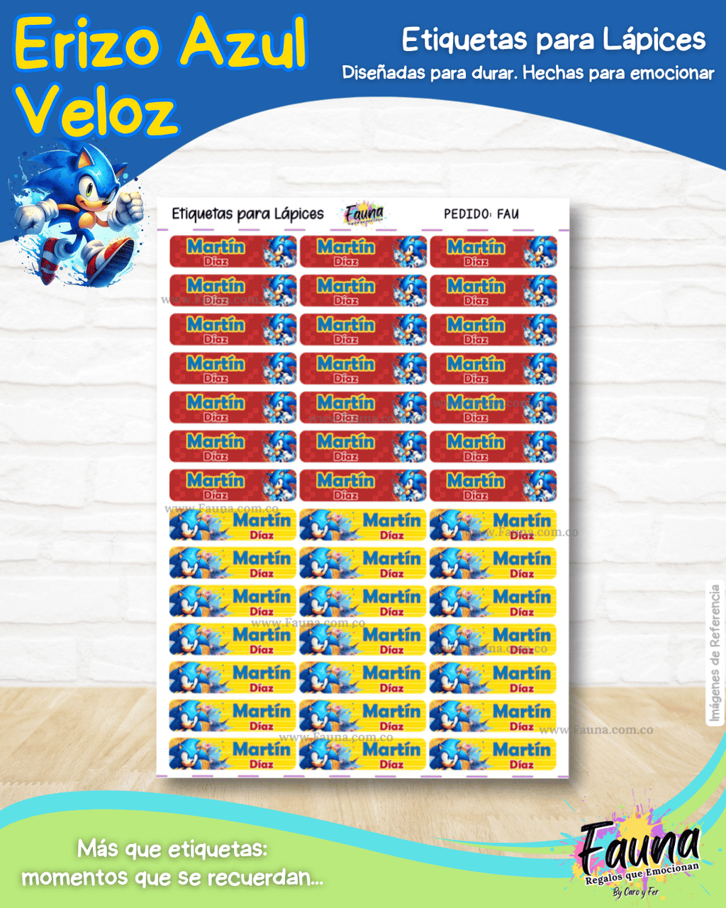Erizo Azul Veloz 🌀 - Etiquetas Escolares Premium Personalizadas