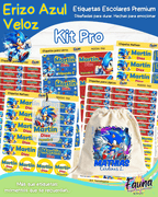 Erizo Azul Veloz 🌀 - Etiquetas Escolares Premium Personalizadas