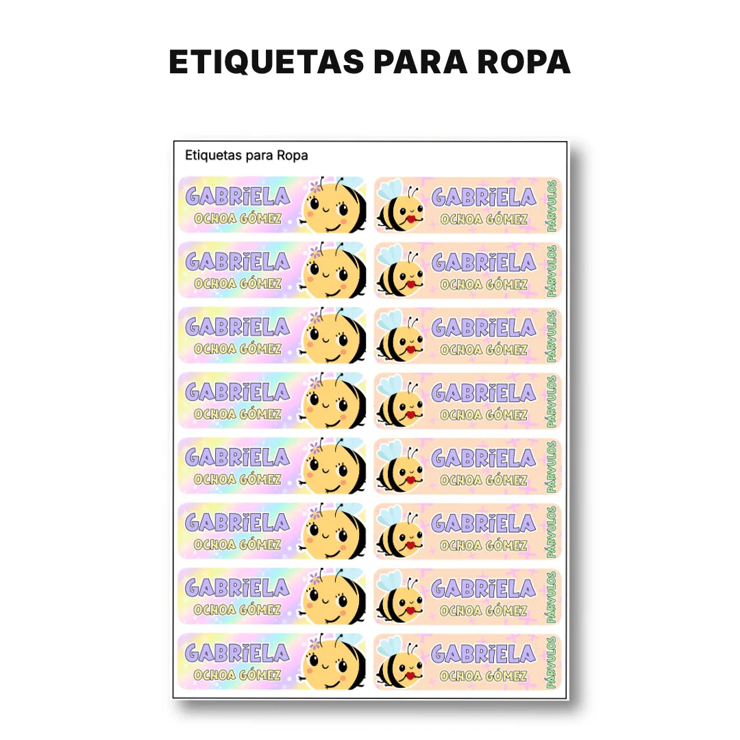 Abejita – Etiquetas Escolares Personalizadas