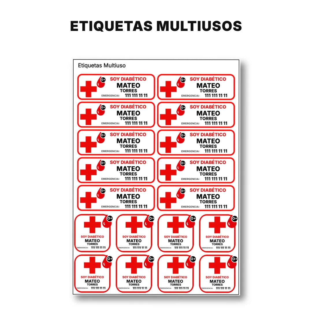 Diabetes – Etiquetas de Alerta Médica Personalizadas