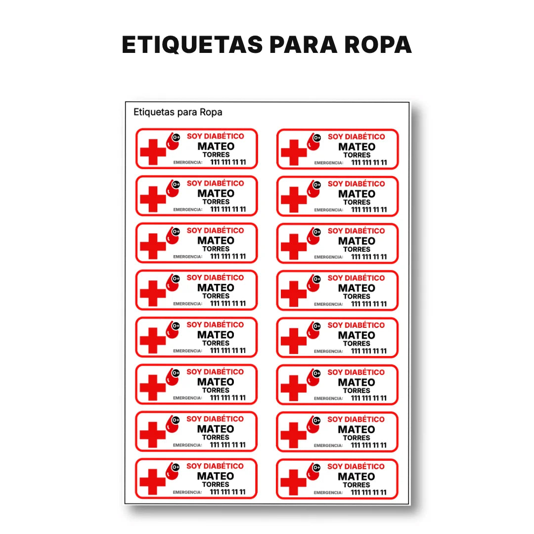 Diabetes – Etiquetas de Alerta Médica Personalizadas