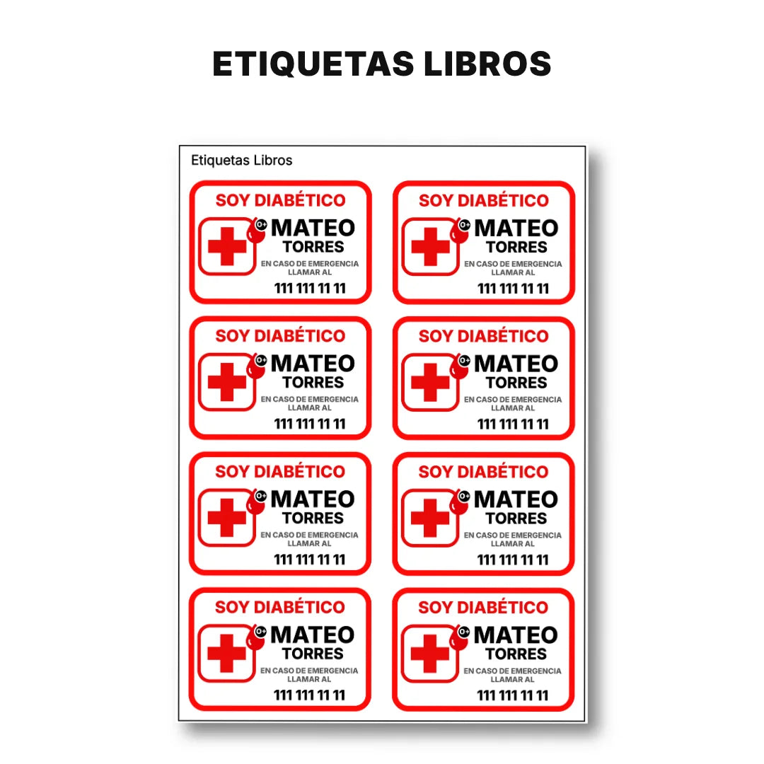 Diabetes – Etiquetas de Alerta Médica Personalizadas