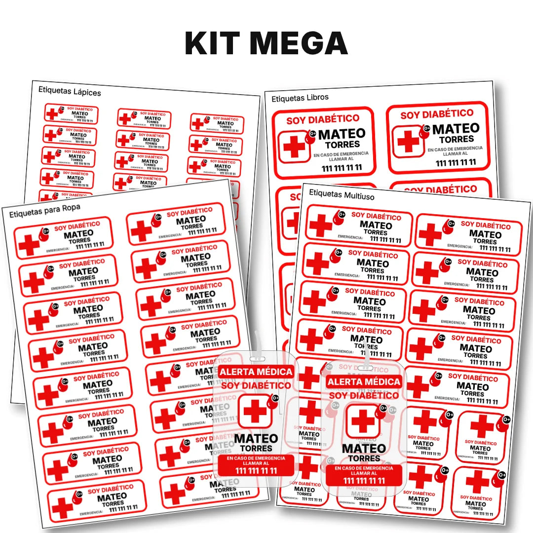 Diabetes – Etiquetas de Alerta Médica Personalizadas