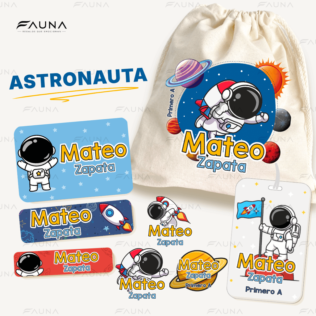 Astronauta 🚀 - Etiquetas Escolares Premium Personalizadas