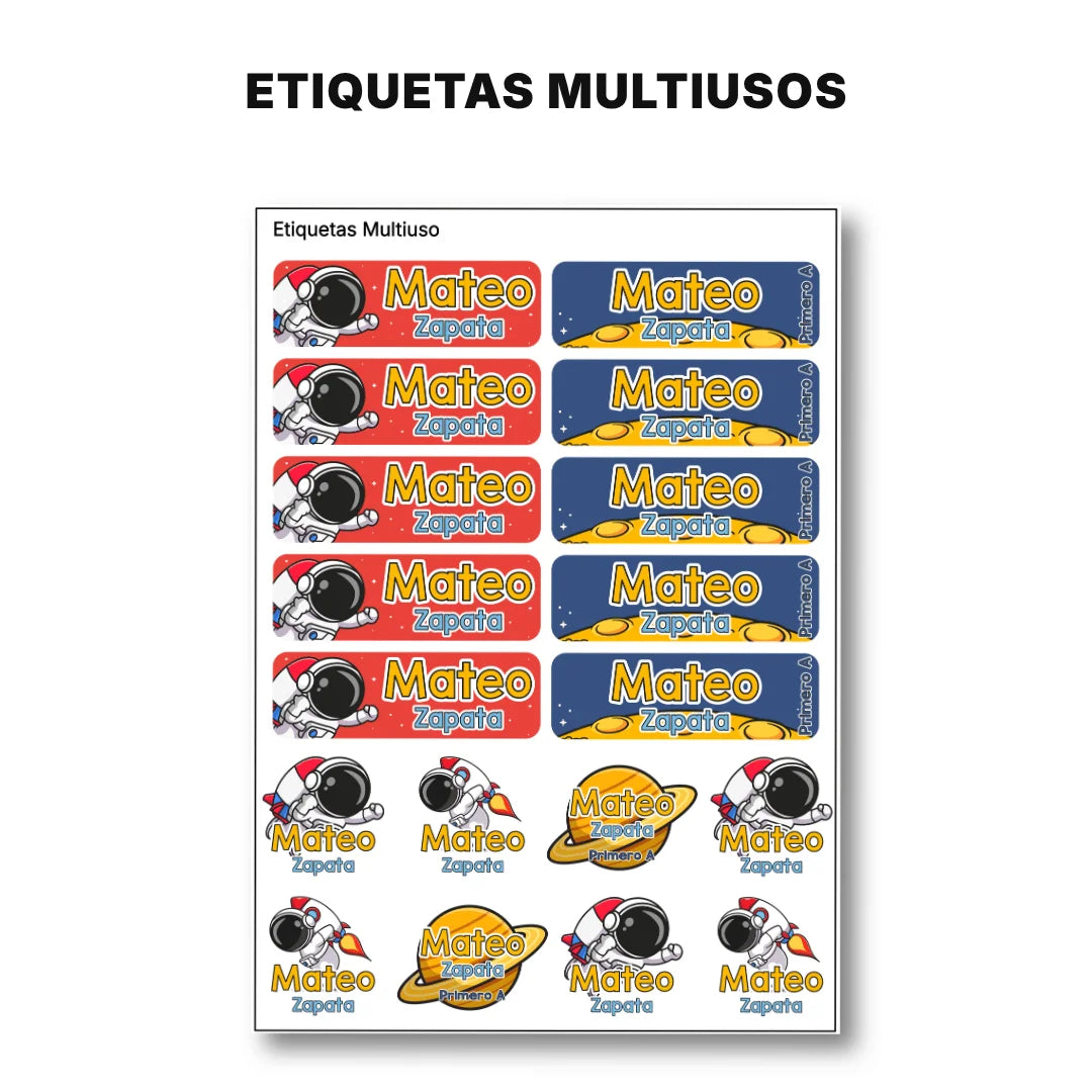 Astronauta – Etiquetas Escolares Personalizadas