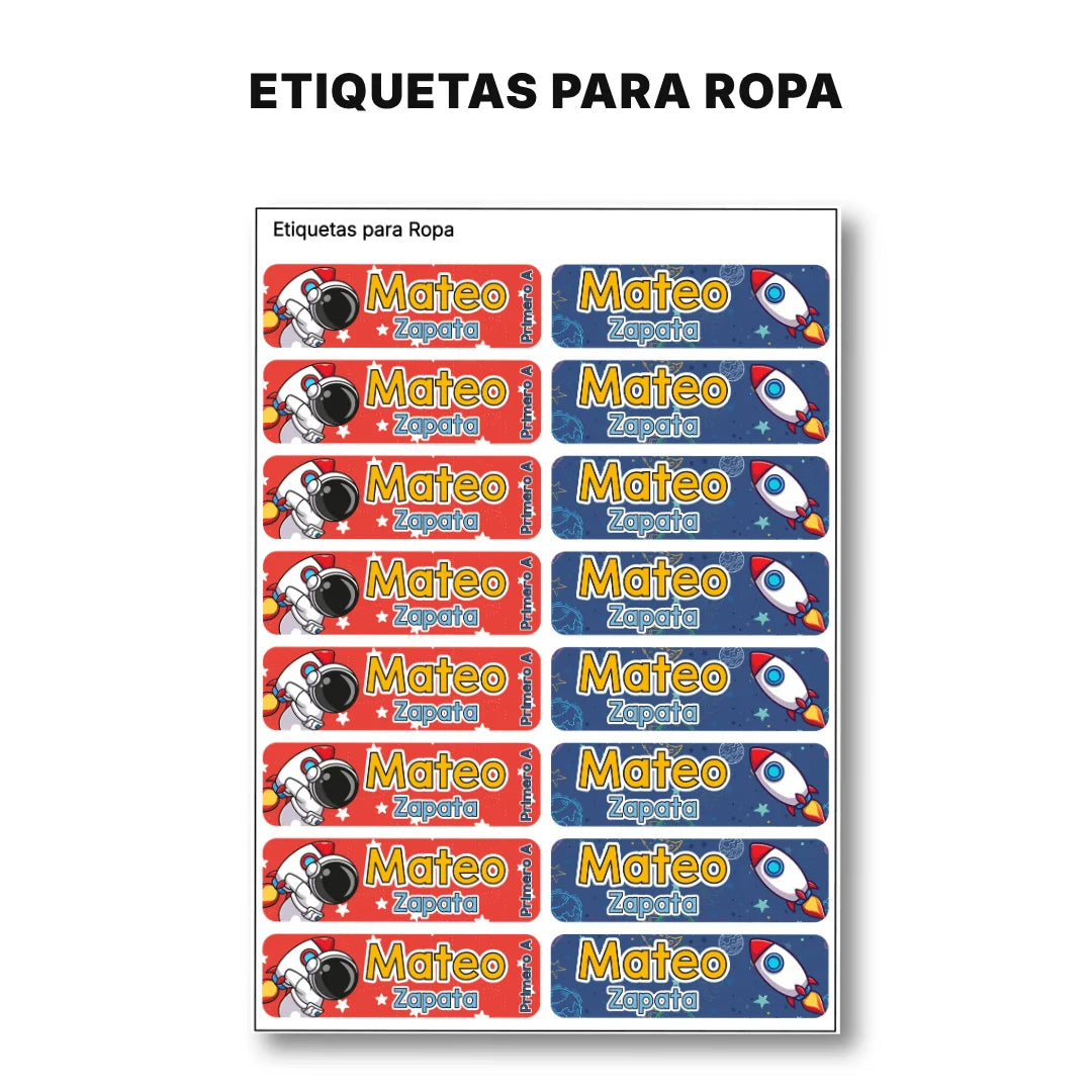 Astronauta – Etiquetas Escolares Personalizadas