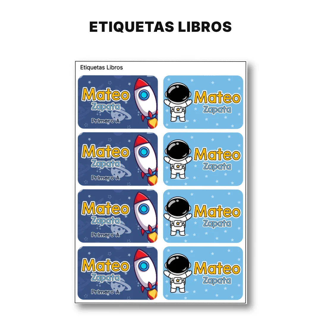 Astronauta – Etiquetas Escolares Personalizadas