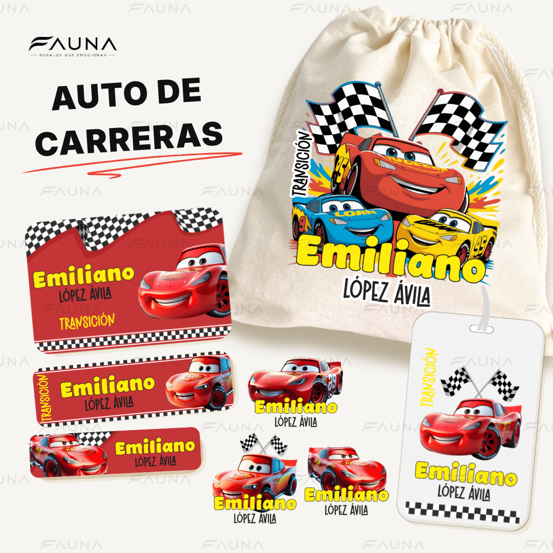 Auto de Carreras – Etiquetas Escolares Personalizadas