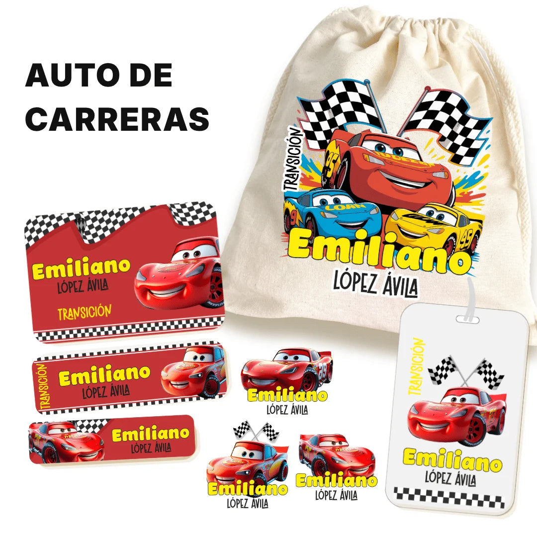 Auto de Carreras – Etiquetas Escolares Personalizadas