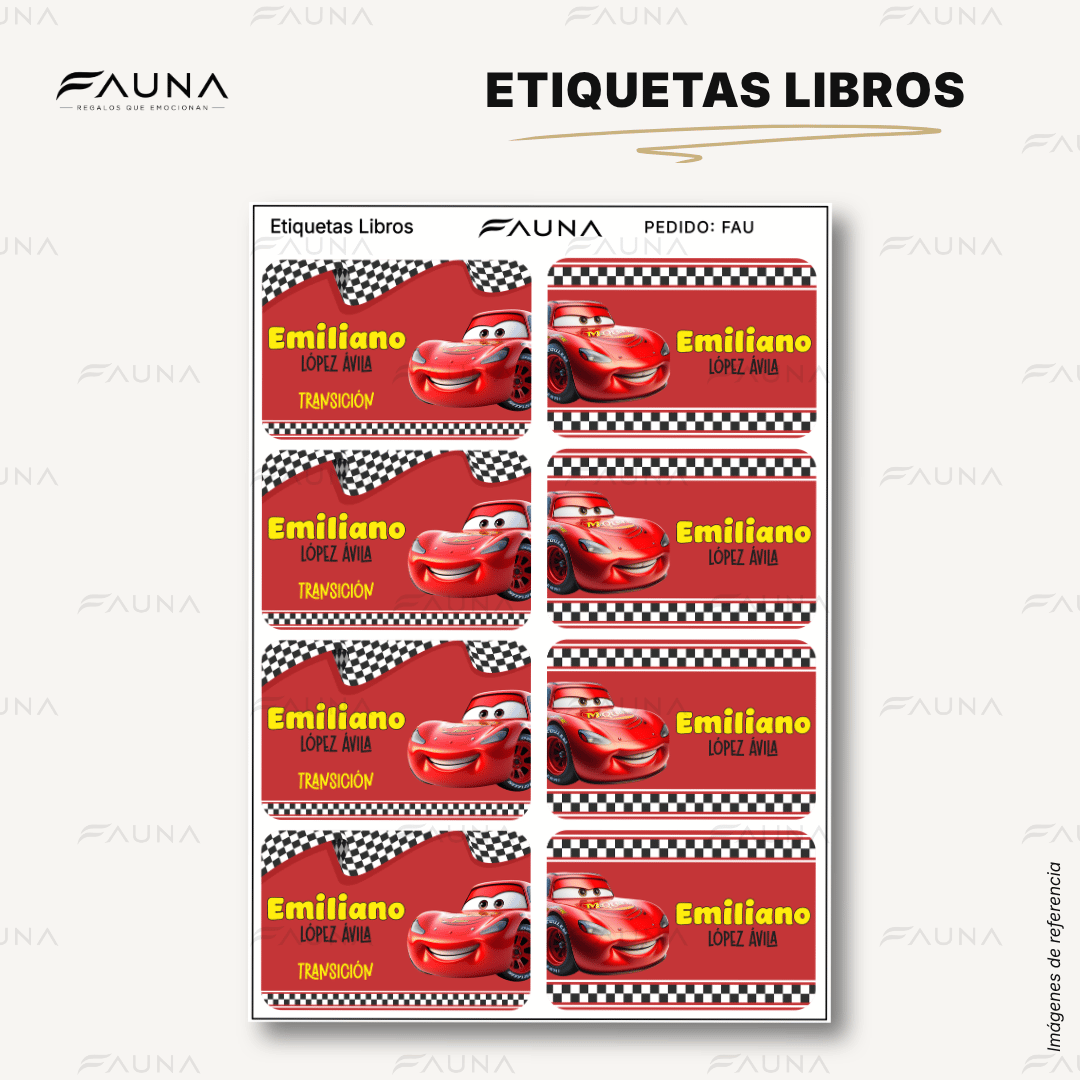 Auto de Carreras 🏎️ - Etiquetas Escolares Premium Personalizadas